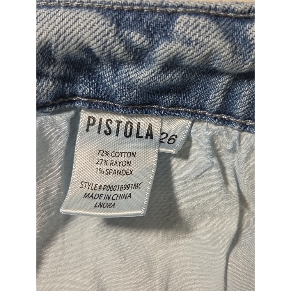 PISTOLA Monroe Crop Womens Jeans DISTRESSED HIGH RISE Light Wash Size 26 - Picture 6 of 10